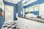 The Master Bath is bright and calm, with a generous double vanity. 